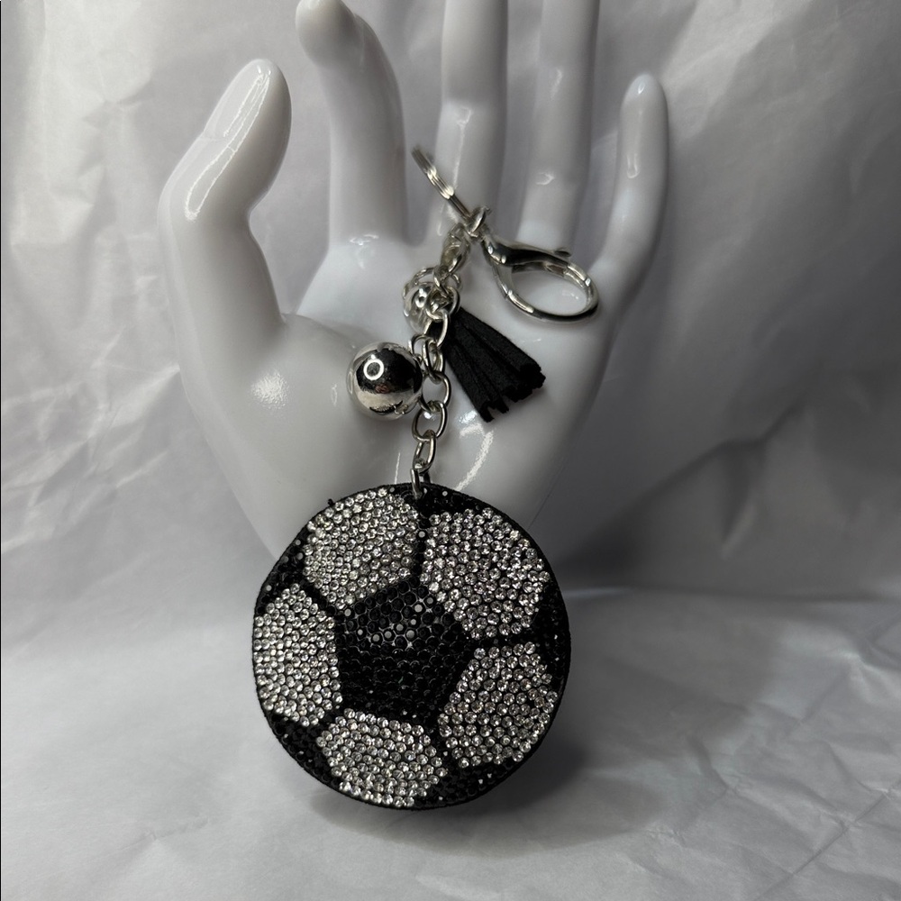 Crystal Soccer Ball Puffy Keychain/Bag Charm